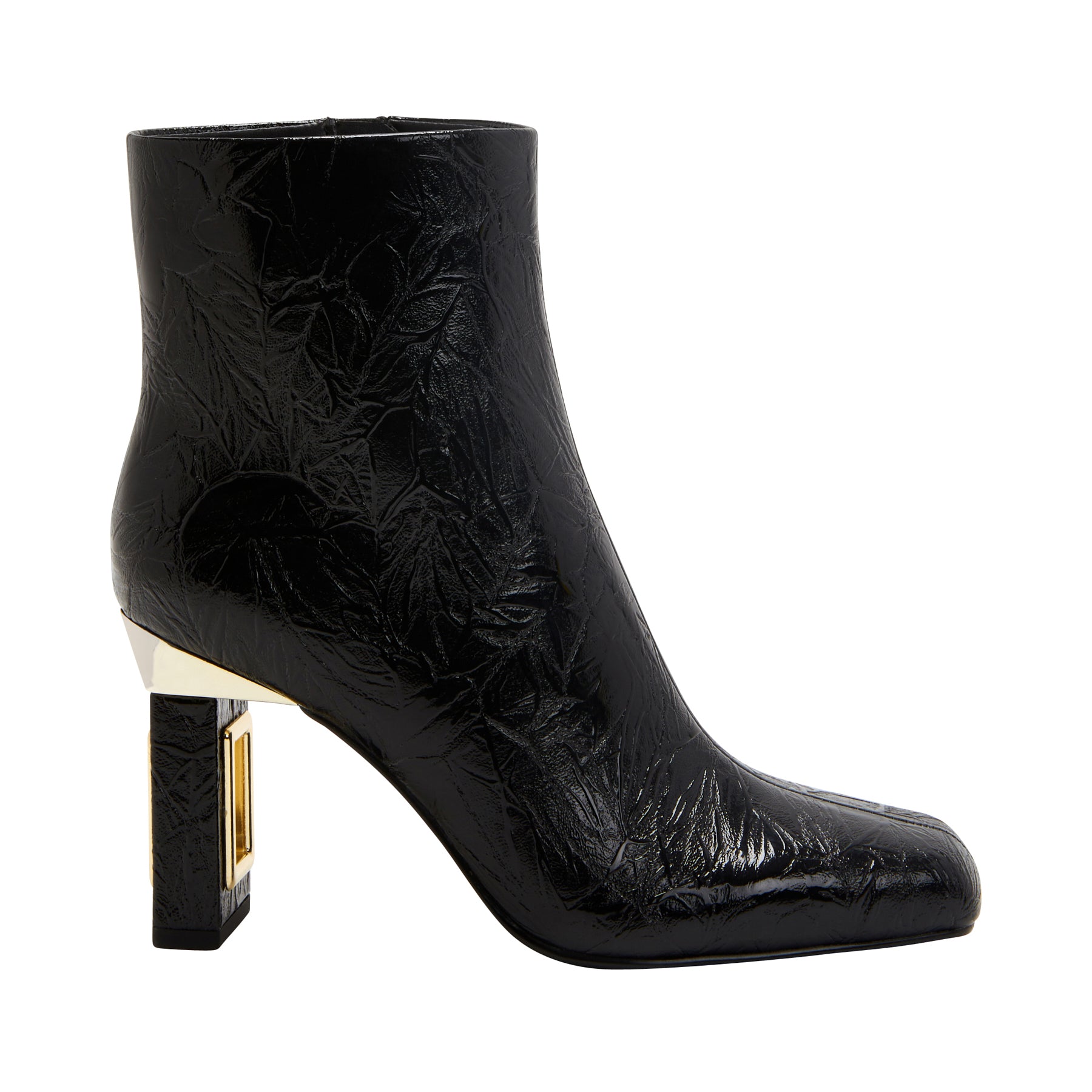 Black bootie with gold heel hotsell