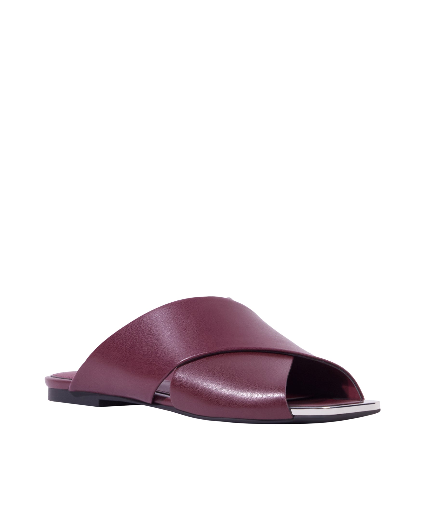 Burgundy open-toe sandal on a white background