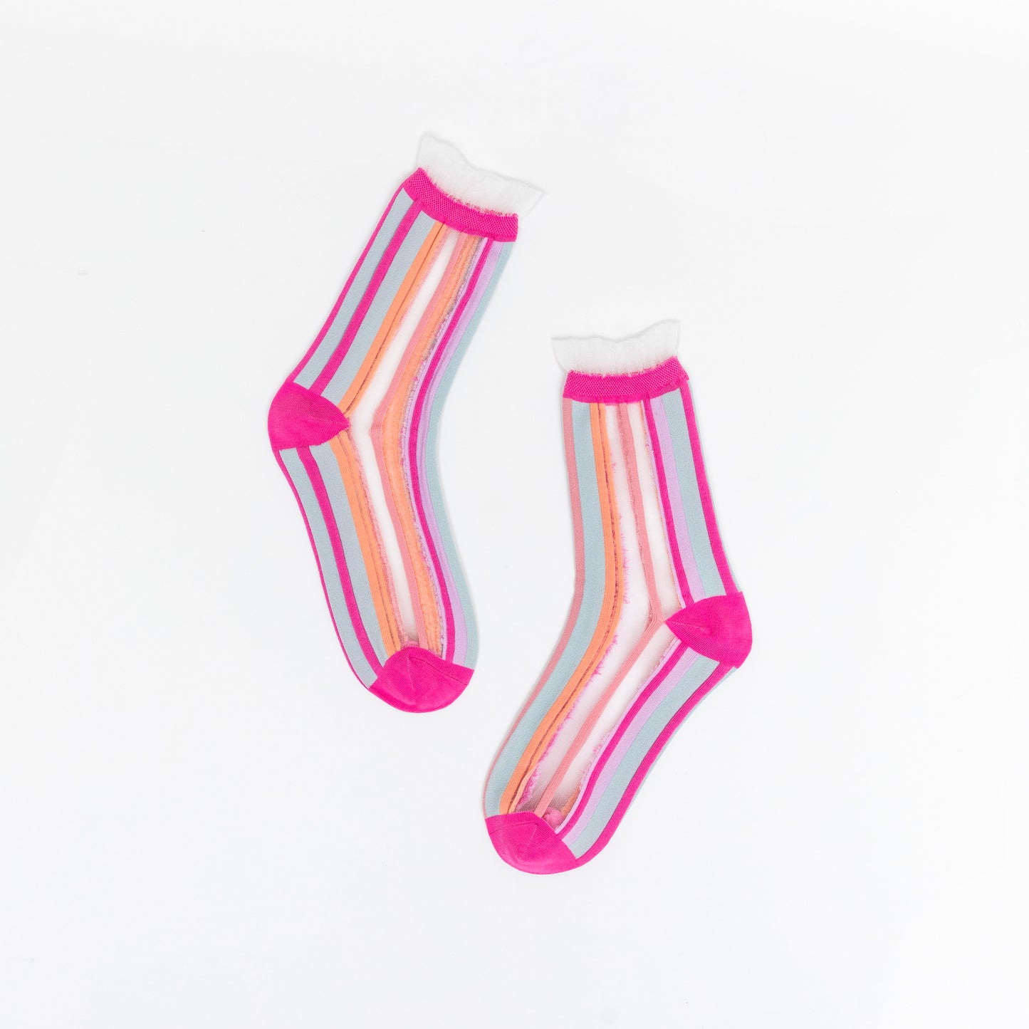 Candy Stripe Ruffle Sheer Sock