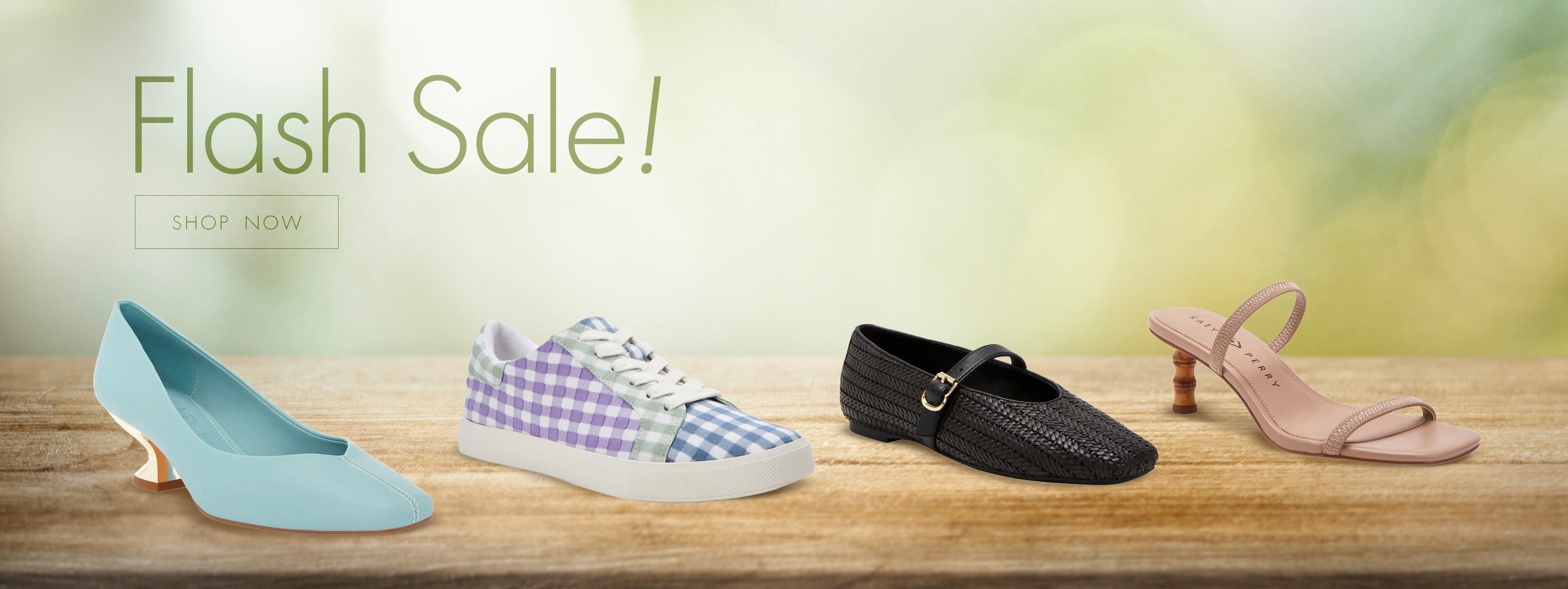 4 shoes sitting on a bench with the copy Flash Sale