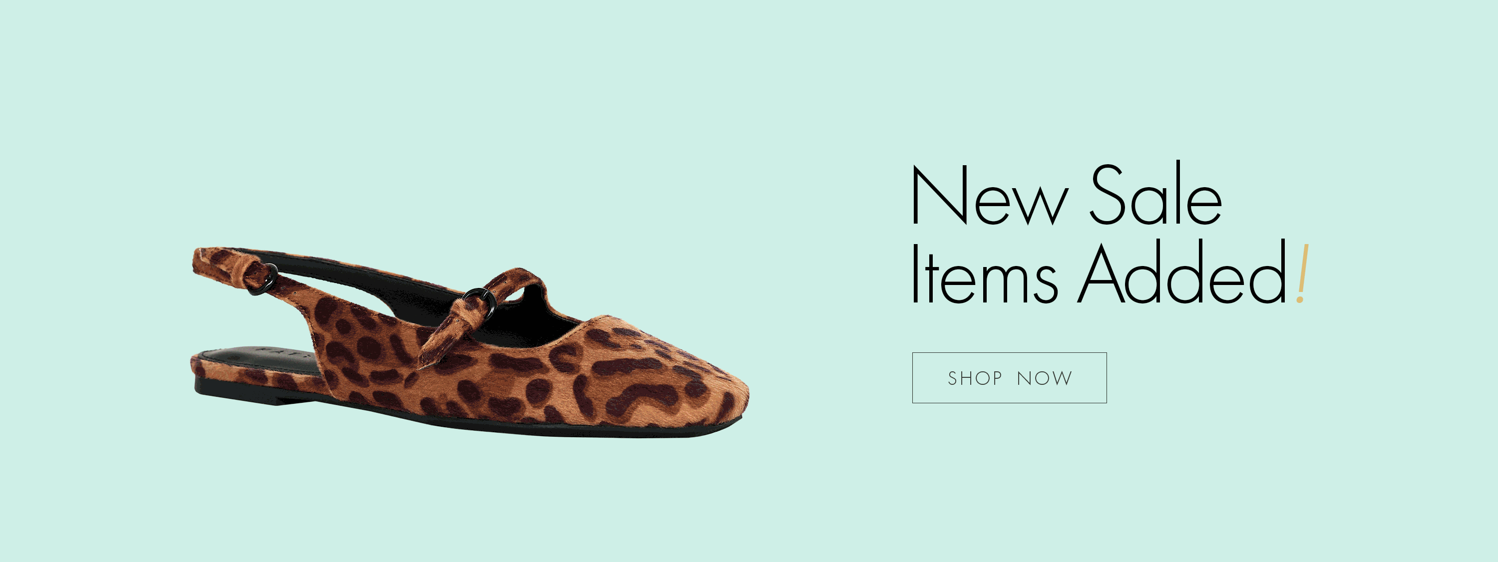 Blue background with the copy new sale items added with a changing shoe