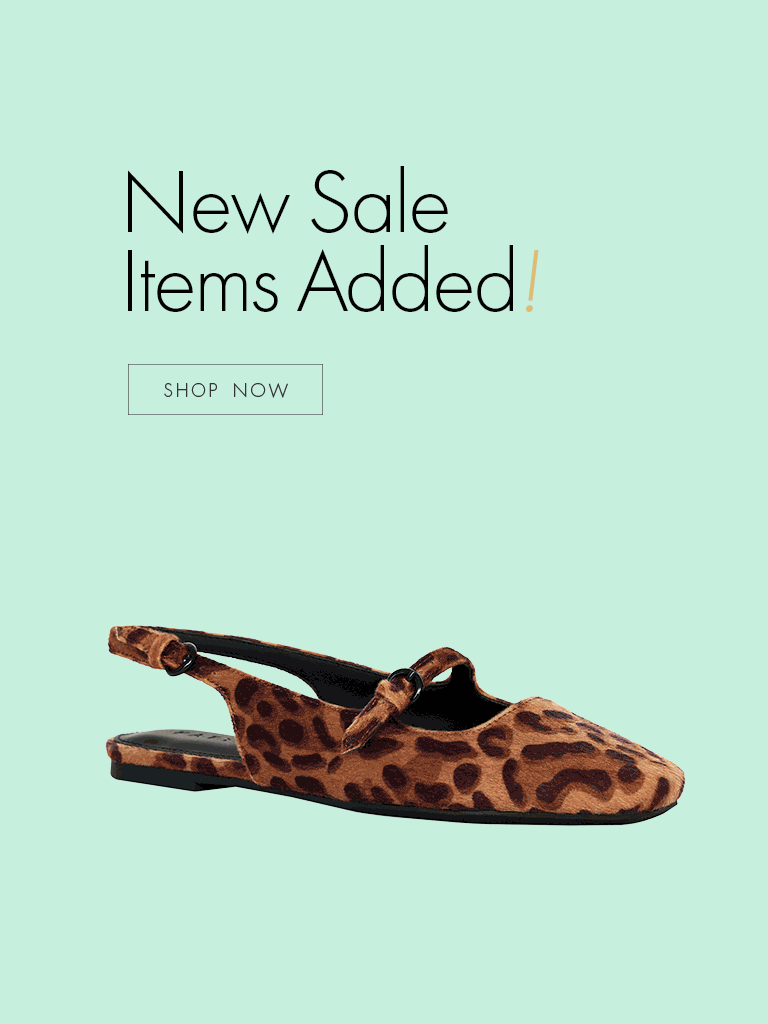 Blue background with the copy new sale items added with a changing shoe
