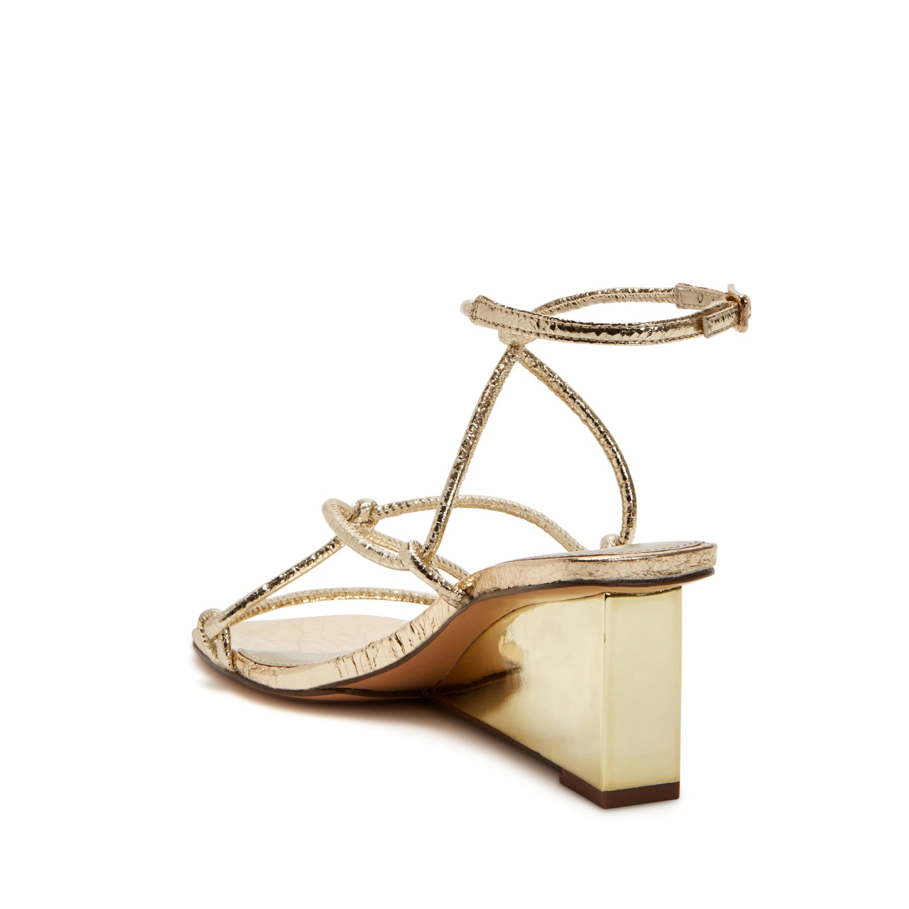 Gold Rhinestone Sandals Heels | Gold Rhinestone Strappy Chain Sandal - Sky